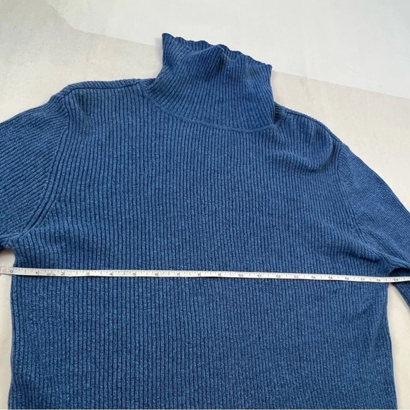 Reference Point turtleneck blue ribbed Knit 100% Cotton - Picture 5 of 8